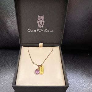 Gold Colored February  purple Birthstone Believe Charm -Ones We Love O.W.L.
